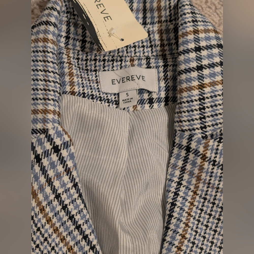 NWT Evereve Ivy Plaid Double-Breasted Blazer with Pinstripe Lining - Picture 6 of 10